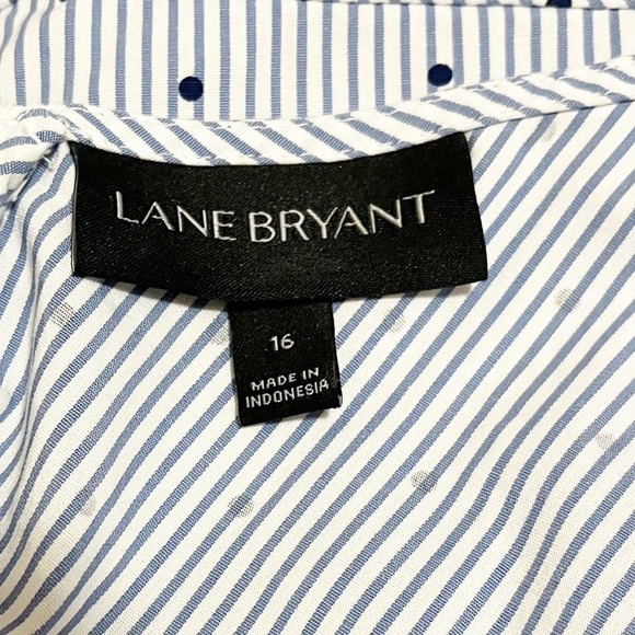 Lane Bryant Top Blue Dot V-Front & Back Sleeveless Back Zip Peplum Size 16 - Picture 4 of 6